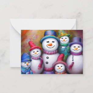 Tarjeta Pequeña Lindo presupuesto familiar de nieve mini Navidad