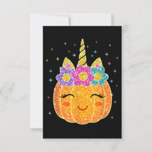 Tarjeta Pequeña Lindo Unicornio Calabaza Halloween Día de Acción d