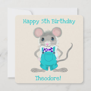 Tarjeta Pequeña Lindo y elegante ratoncito Cumpleaños personalizad