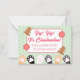 Tarjeta Pequeña Lindo Yay Yay Es Navidad Gato