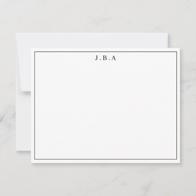 Tarjeta Pequeña Línea de borde de monograma clásica simple de colo (Anverso)