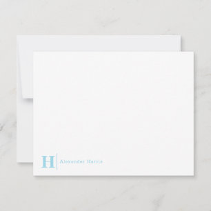 Tarjeta Pequeña Línea de monograma azul claro Moderno y elegante n