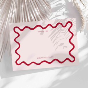 Tarjeta Pequeña Línea de onda roja chillón Gracias