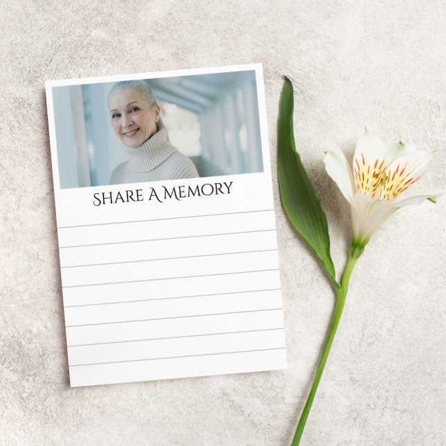 Tarjeta Pequeña Lined Share A Memory Funeral Memorial Photo (Subido por el creador)
