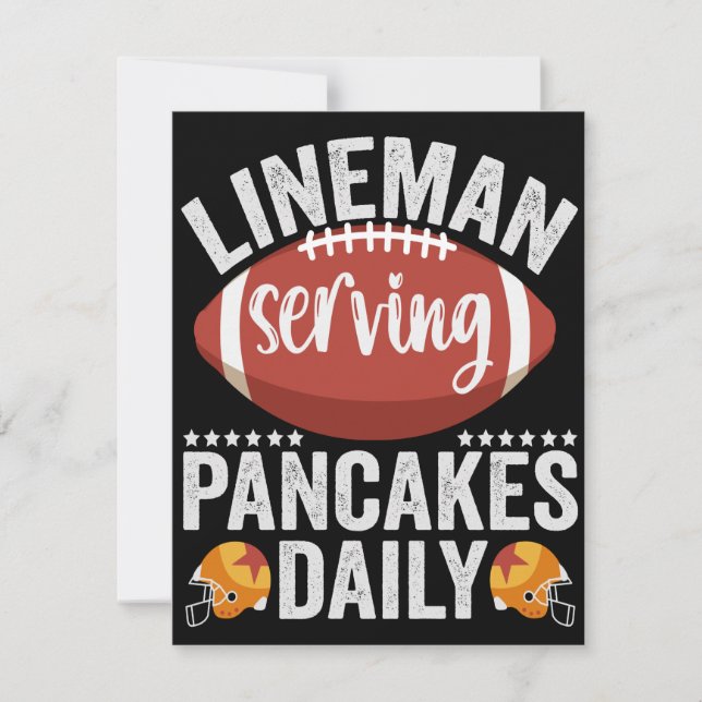 Tarjeta Pequeña Lineman Sirve Pancakes Diariamente Gracioso Regalo (Anverso)