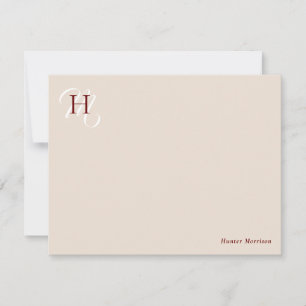 Tarjeta Pequeña Linen y Marsala apiladas Iniciales elegantes