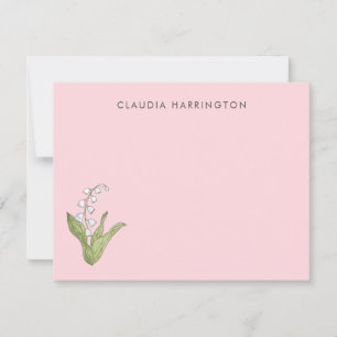 Tarjeta Pequeña Lirio de los Valles Floral Rosa Ilustrado a Mano