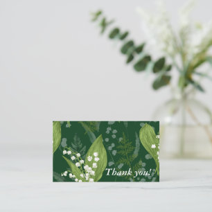 Tarjeta Pequeña Lirio del Valle con Helechos Verde Oscuro Perso