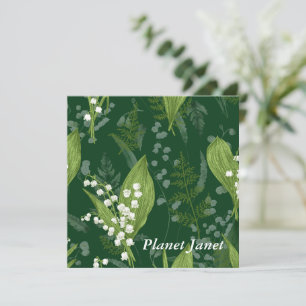 Tarjeta Pequeña Lirio del Valle con Helechos Verde Oscuro Perso