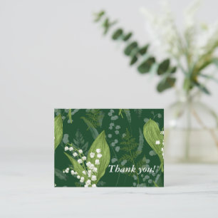 Tarjeta Pequeña Lirio del Valle con Helechos Verde Oscuro Perso