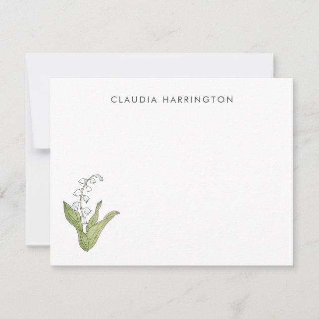 Tarjeta Pequeña Lirio del Valle Floral Primaveral Ilustrado a Mano (Anverso)