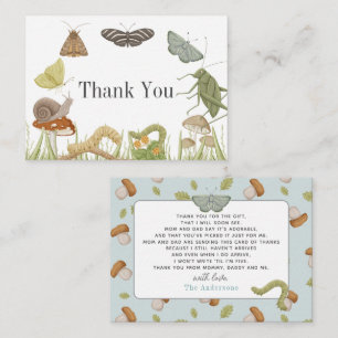 Tarjeta Pequeña Little Bug Insect Mushroom Boy Baby Shower