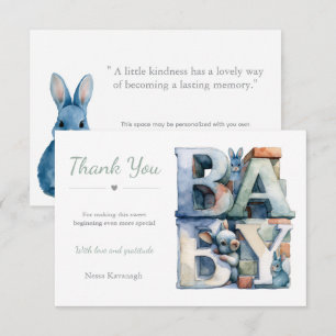 Tarjeta Pequeña Little Bunny Blocks   Gracias