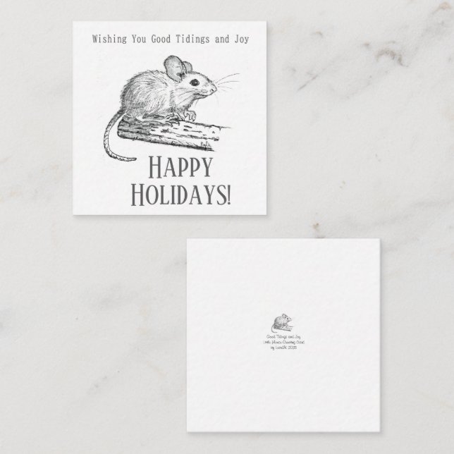 Tarjeta Pequeña Little Mouse Good tidings and Joy (Anverso / Reverso)