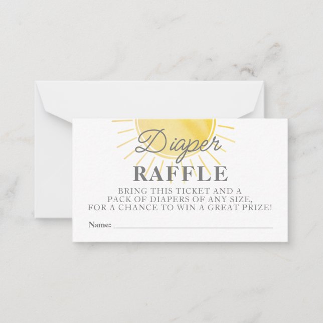 Tarjeta Pequeña Little Sunshine baby Shower Diaper Raffle Card (Anverso)