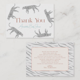 Tarjeta Pequeña Little Tiger Gray Baby Shower Gracias