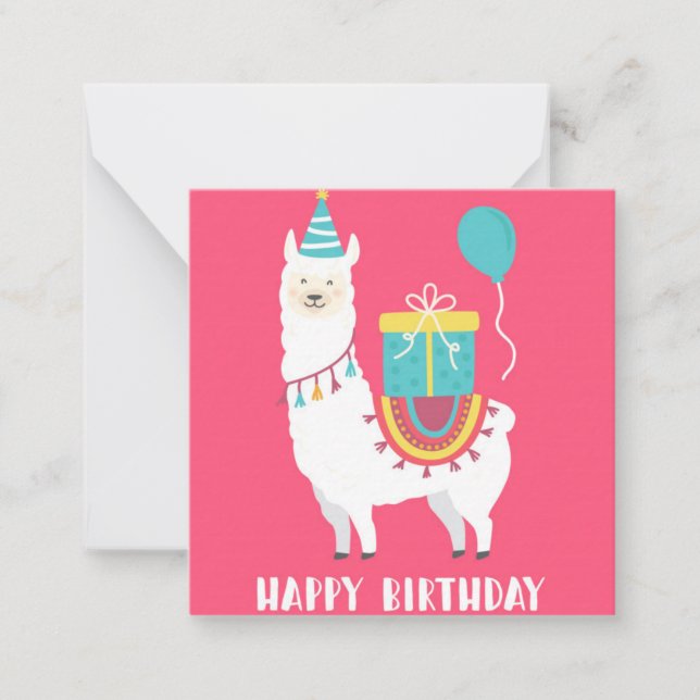 Tarjeta Pequeña Llama de cumpleaños (Anverso)