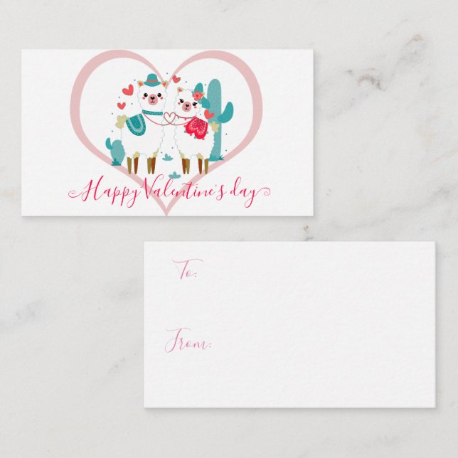 Tarjeta Pequeña Llama Llove Kids Valentine (Anverso / Reverso)