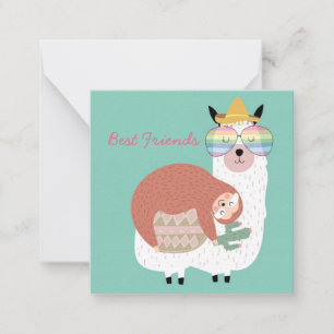 Tarjeta Pequeña Llama y Sloth