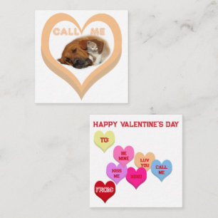 Tarjeta Pequeña Llámame Corazones de Conversación de Criaturas de