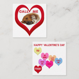 Tarjeta Pequeña Llámame Corazones de Conversación de Criaturas San