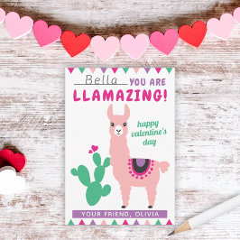 Tarjeta Pequeña Llamando a San Valentín de Chicas de Llama Rosa