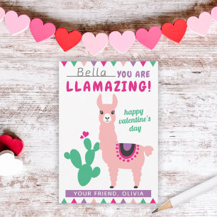 Tarjeta Pequeña Llamando a San Valentín de Chicas de Llama Rosa