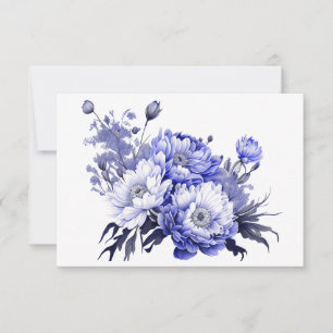 Tarjeta Pequeña Llanura floral azul simple y moderna