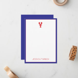 Tarjeta Pequeña Lobster Rojo Azul Blanco NOMBRE Perrito Diversión