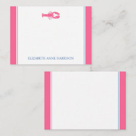 Tarjeta Pequeña Lobster rosa y azul marino personalizado