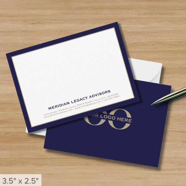 Tarjeta Pequeña Logo de Navy Blue and Gold Business (Subido por el creador)