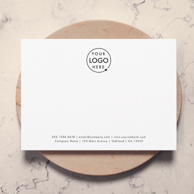 Tarjeta Pequeña Logotipo comercial | Blanco profesional Minimalist (Modern minimalist horizontal business branded note card by Guava - clean, simple, and professional.)