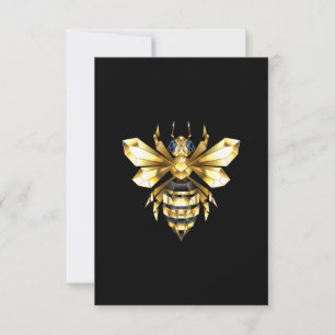 Tarjeta Pequeña Logotipo de abeja poligonal de lámina de oro falso