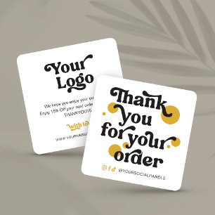 Tarjeta Pequeña Logotipo de letra retro de moda - Gracias a descue