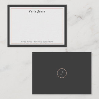 Tarjeta Pequeña Logotipo de Monograma de Firma Rosa Oro Gris Carbó