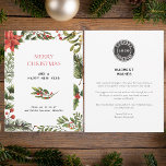Tarjeta Pequeña Logotipo de negocio Feliz Navidad Saludos botánico<br><div class="desc">Esta elegante tarjeta personalizado de Navidades de negocios combina el diseño contemporáneo con el encanto de temporada. Con una tipografía moderna y elegante que transmite el mensaje de sus vacaciones con sofisticación, la tarjeta está adornada con exuberantes botánicos de vegetación que añaden un toque de belleza natural. El logotipo de...</div>