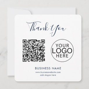 Tarjeta Pequeña Logotipo de negocio simple y código QR Gracias