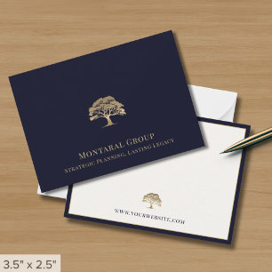 Tarjeta Pequeña Logotipo elegante del árbol de oro