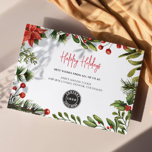 Tarjeta Pequeña Logotipo Personalizado Negocios Fiestas de Navidad