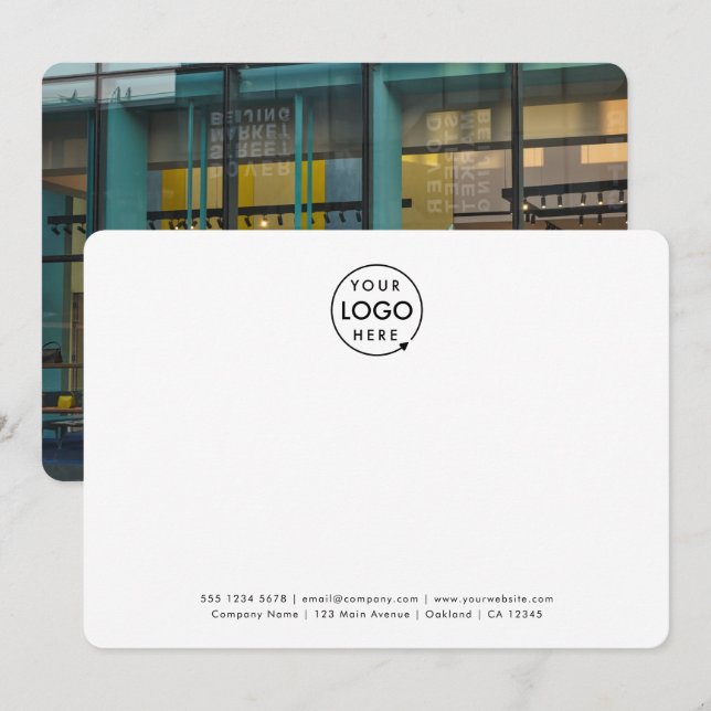 Tarjeta Pequeña Logotipo profesional fotográfico Blanco Minimalist (Anverso / Reverso)