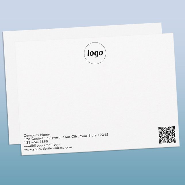 Tarjeta Pequeña Logotipo simple QR Code Profesional (Logo QR code custom text promotional business notecard)