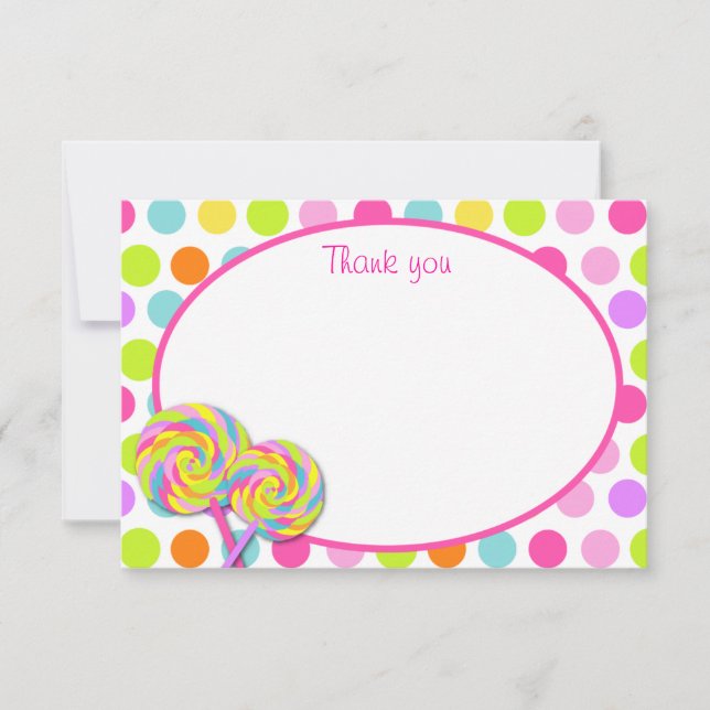Tarjeta Pequeña Lollipop Sweet Shoppe Gracias Cartas (Anverso)