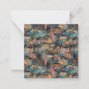 Tarjeta Pequeña Londres en Navidad y Año Nuevo en acuarelas