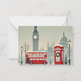 Tarjeta Pequeña Londres Navidad   Big Ben y Londres Festivo