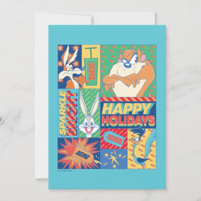 Tarjeta Pequeña LOONEY TUNES™ | Sparkle Bright Happy Holidays (Anverso)