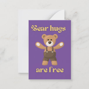 Tarjeta Pequeña Los abrazos de oso son gratuitos