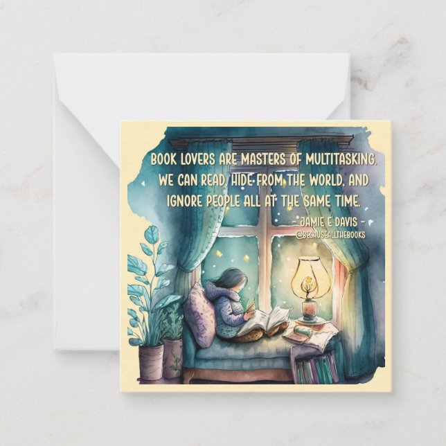 Tarjeta Pequeña Los amantes de los libros son dueños de la multita (Anverso)