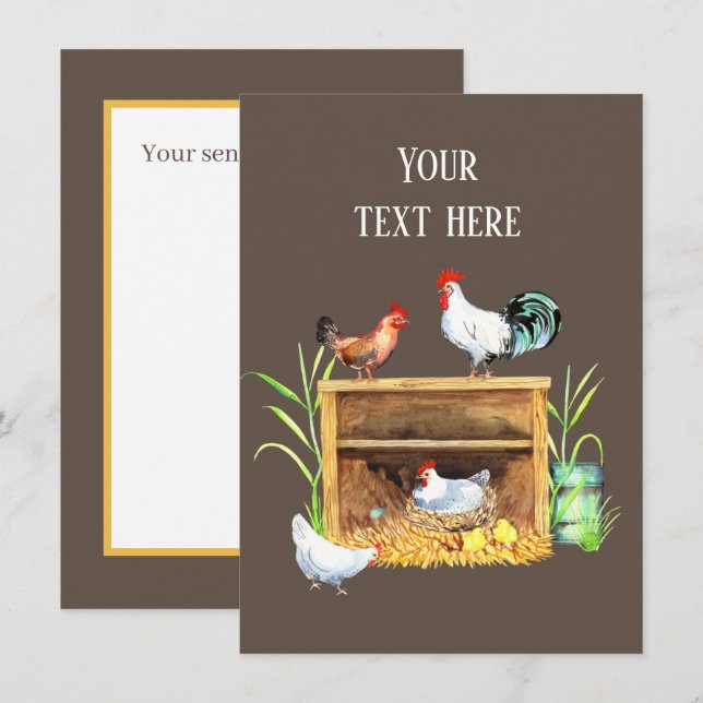 Tarjeta Pequeña los amantes de los pollos lindos añaden sentimient (Anverso / Reverso)