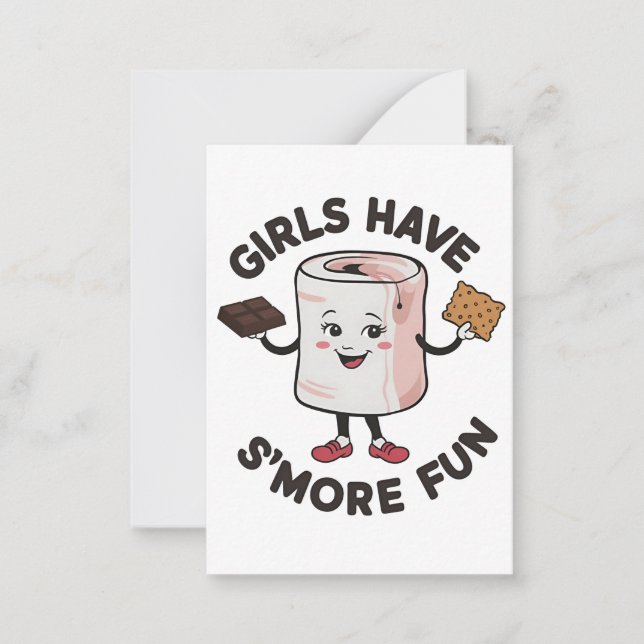 Tarjeta Pequeña Los chicas tienen más diversión al acampar al aire (Anverso)