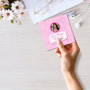 Tarjeta Pequeña Los corazones rosados aman a los cupones con foto